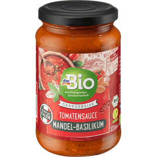 DmBio Salsa de tomate con almendras y albahaca bio, 340 g
