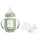 2 in 1 glass bottle for learning, 210 ml, Sage Green, Beaba