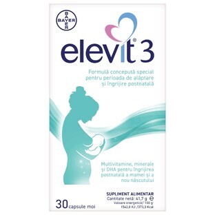 Elevit 3 multivitamins for the postnatal and breastfeeding period, 30 capsules, Bayer