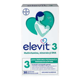 Elevit 3, Multivitaminas para el postparto y la lactancia, 30 cápsulas