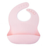 Adjustable soft silicone baby bib, Pale Pink, Oaki