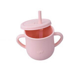 Silicone cup with handles and straw for children, Pale Pink, Oaki