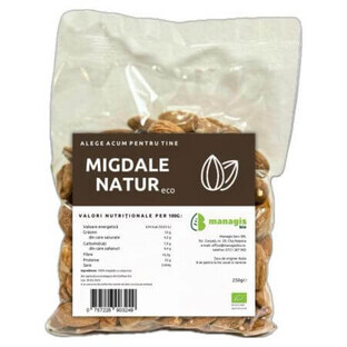 Organic almonds with peel, 250 g, Managis