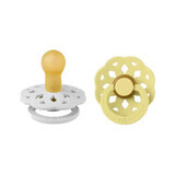 Set of 2 pacifiers with round teat Boheme Latex, +6 months, White - Sunshine, Bibs