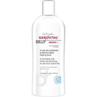 Gerovital H3 Derma+ fluide nettoyant et démaquillant pour le visage et les yeux, 200 ml, Farmec