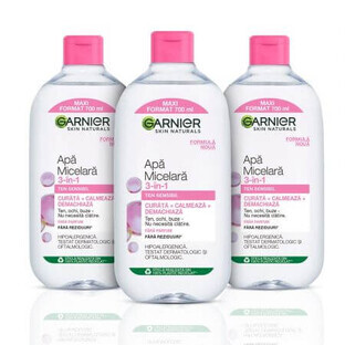 Pachet Apa micelara pentru ten sensibil Skin Naturals, 3x700 ml, Garnier