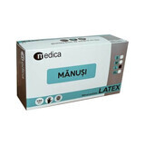 Latex examination gloves, powdered, Size L, 100 pcs, Medica
