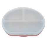 Compartmentalized silicone plate with suction cup and lid, 6 months+, Old Rose, Appekids