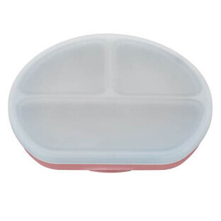 Compartmentalized silicone plate with suction cup and lid, 6 months+, Old Rose, Appekids