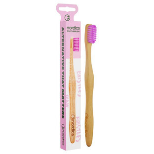 Cepillo de dientes para adultos de bambú rosa, 1 pieza, Nordics
