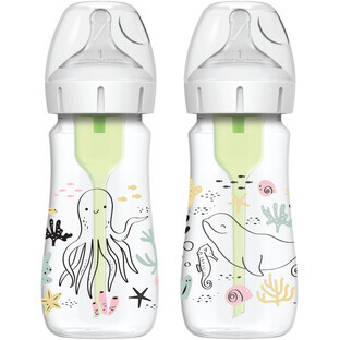 Wide Neck Bottle Set Options Plus, 270 ml, 2 pieces, Girl, Dr. Browns
