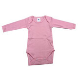 Rib long sleeve cotton bodysuit, 6-12 months, Pink, Baltic Baby