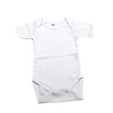 Rib short sleeve cotton bodysuit, 3-6 months, White, Baltic Baby