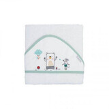 Amigos Hooded Towel, White/Green, Bimbi Pirulos