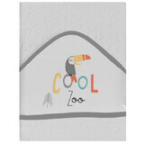 Prosop de baie cu gluga, Gri, Cool Zoo, 100x100 cm, Pirulos