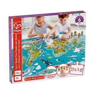 Puzzle 2 in 1 per il giro del mondo, +5 anni, Hape