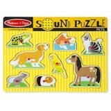 Wooden puzzle with sounds and pets, Melissa and Doug