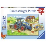 Construction site and farm puzzle, 2x12 pieces, Ravensburger