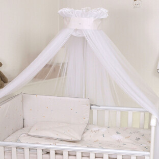 Baldacchino in tulle con staffa di sospensione inclusa, 600x160 cm, Airy Beige, Amy