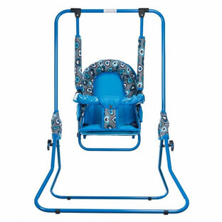 Baby swing with adjustable backrest and removable bar, Blue Hearts, Top Kids