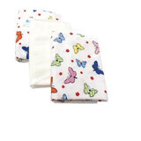 Finetet diaper with butterfly pattern, 75x75 cm, 3 pcs, Baltic Bebe