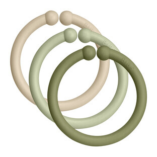 Set of 12 multifunctional rings, Vanilla - Sage - Olive, Bibs