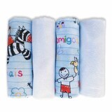 Set of 4 nappies, 75 x 75 cm, Boy, Tuxi Brands
