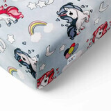 Sheet with elastic, 140x70x15 cm, Unicorn Magic, Tuxi Brands