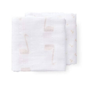Set of 2 muslin swaddling blankets, swan, 60x70cm, Fresk