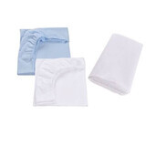 Set of 2 crib sheets + waterproof cover, 120x60 cm, White/Blue, Fic Baby