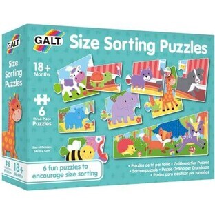 Set van 6 speelse dierenpuzzels, 3 stuks, Galt