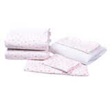 Complete set of bed linen and crib covers, 120 x 60 cm, Pink Stars model, Fic Baby