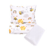 3 pieces bedding set + waterproof cover, 120 x 60 cm, Bee model, Fic Baby