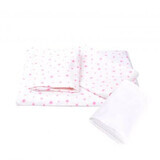 Bedding set with 3 pieces for crib + waterproof cover, 120x60cm, Pink Stars, Fic Baby