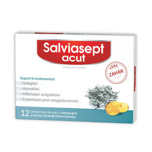 Salviasept ACUT, fără zahăr, 12 comprimate, Zdrovit