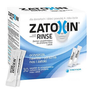 Zatoxin Rinse, set di risciacqui nasali e sinusali supplementari per adulti e bambini sopra i 4 anni, 3,2 g x 30 bustine