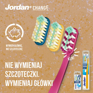 Jordan Change, puntas de recambio para cepillos de dientes, Mediana, 2 piezas