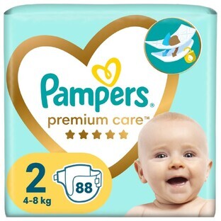 Pampers Premium Care, pañales, talla 2, 4-8 kg, 88 unidades