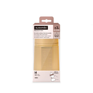 Suavinex Colour Essence, flacon cu tetină din silicon cu debit mediu, muștar, de la 3 luni, 240 ml