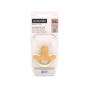 Suavinex Colour Essence SX Pro, fopspeen, 100% siliconen, fysiologisch, mosterd, 0-6 maanden, 1 stuk
