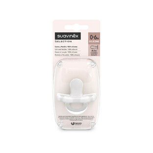 Suavinex Colour Essence SX Pro, sucette, 100% silicone, physiologique, transparent, 0-6 mois, 1 pièce