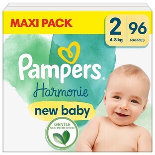 Pampers Harmonie, pañales talla 2, 4-8 kg, 96 unidades