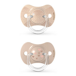 Suavinex SX Pro, pacifier, pacifier, silicone, physiologic, beige, heart, 0-6 months, 2 pieces