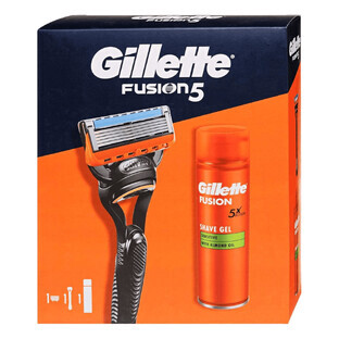 Gillette Fiusion 5 set, rasoio, 1 pezzo + gel da barba, 200 ml