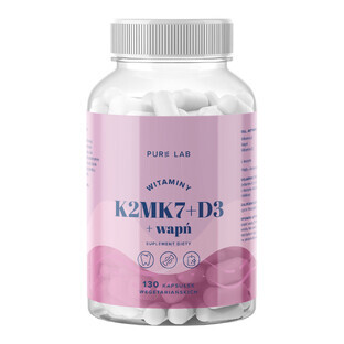 Pure Lab Vitamins K2MK7 + D3 + Calcio, 130 capsule vegetali