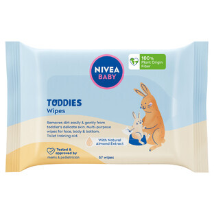 Nivea Baby Toddies, lingettes humides, biodégradables, 57 pièces