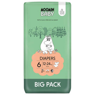 Moomin Baby Diapers, size 6 Junior, 12-24 kg, 51 pcs