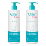 Set Oillan Baby, gel de baie, corp și păr 3în1, din prima zi de viață, 2 x 400 ml