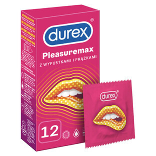 Durex Pleasuremax, preservativi con nervature, 12 pezzi