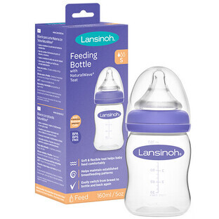 Lansinoh, Biberón con tetina de flujo lento NaturalWave, 160 ml